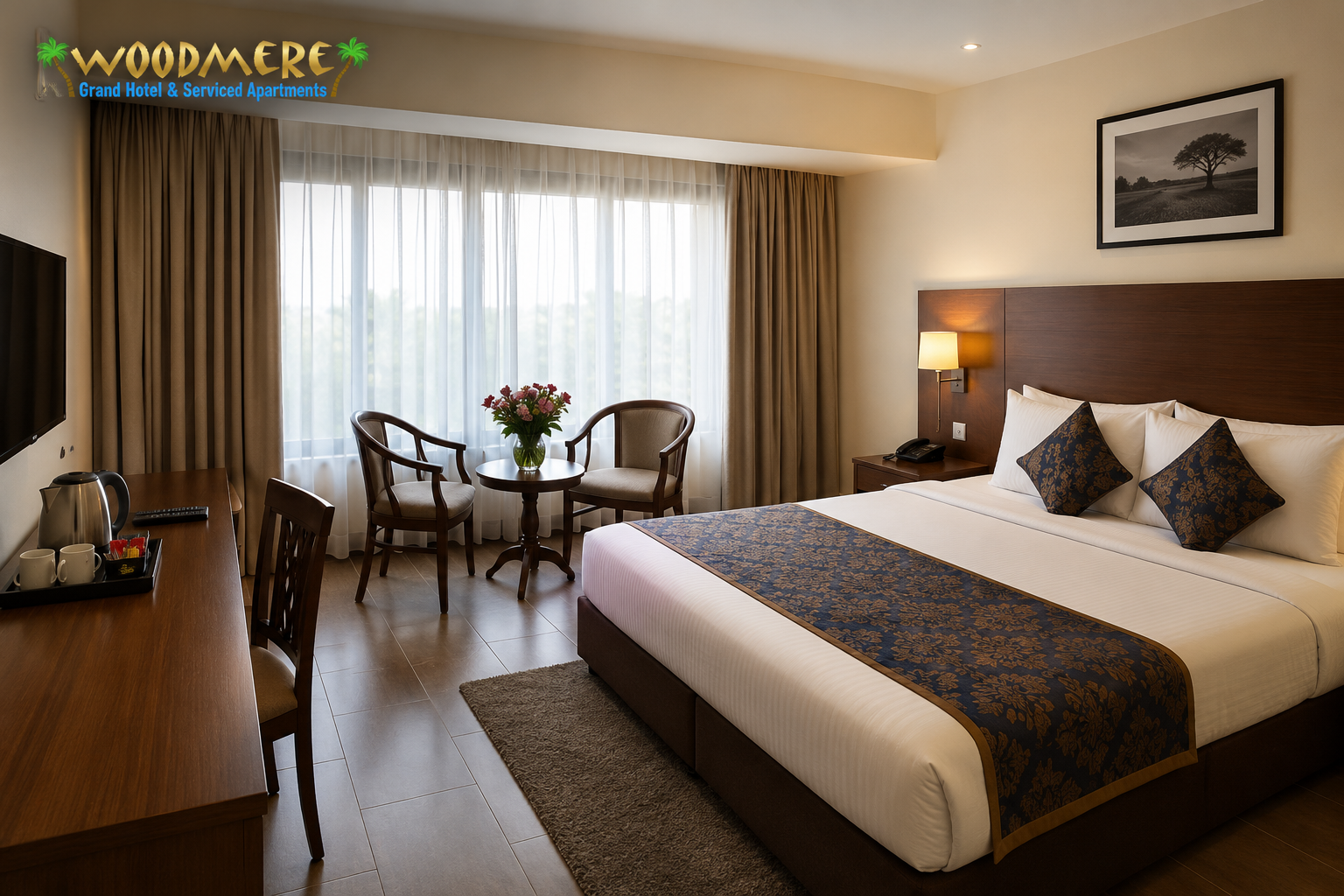 Budget hotels in Nairobi at Woodmere Grand Hotel, featuring a comfortable hotel room in Kilimani Nairobi